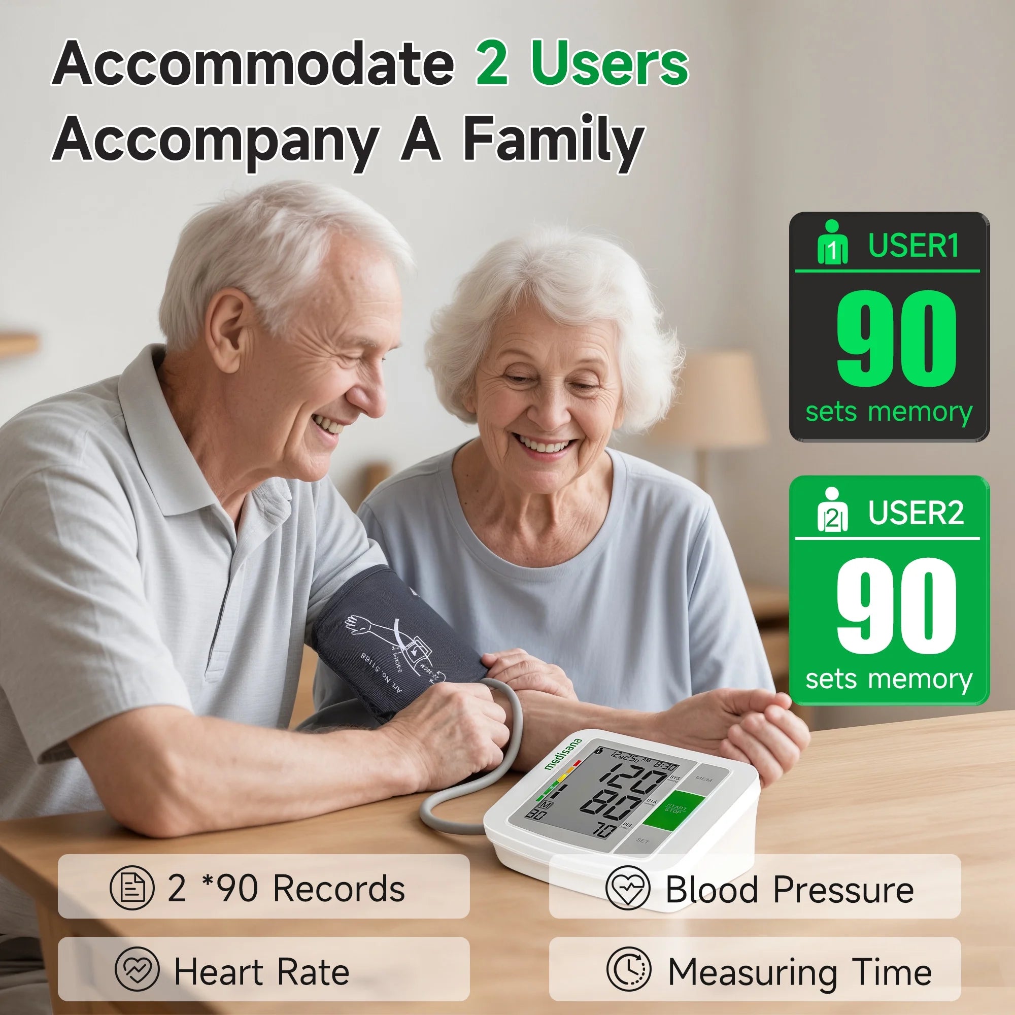 Medisana BU510 Upper Arm Blood Pressure Monitor for Home Use | Medisana Accurate Digital BP Machine with Large Display & 2 Users
