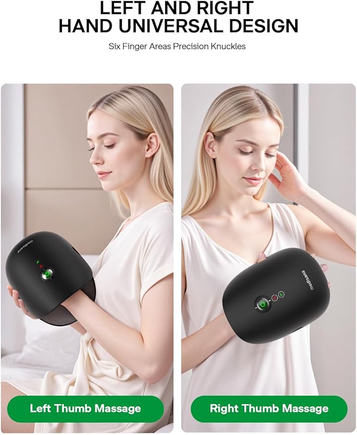 Medisana Hand Massager with Heat and Compression, Cordless Hand Massager for Arthritis and Carpal Tunnel Relief, Knuckle Stretching Massage,Birthday Gifts for Women or Men-White