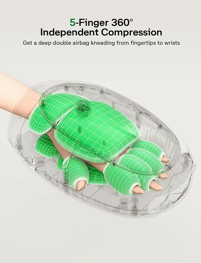 Hand Massager with Heat and Compression, Multi-Customize Massage Modes & Intensities, Memory Fuction, Wrist Plam Finger Massager for Arthritis and Carpal Tunnel Relief, Black