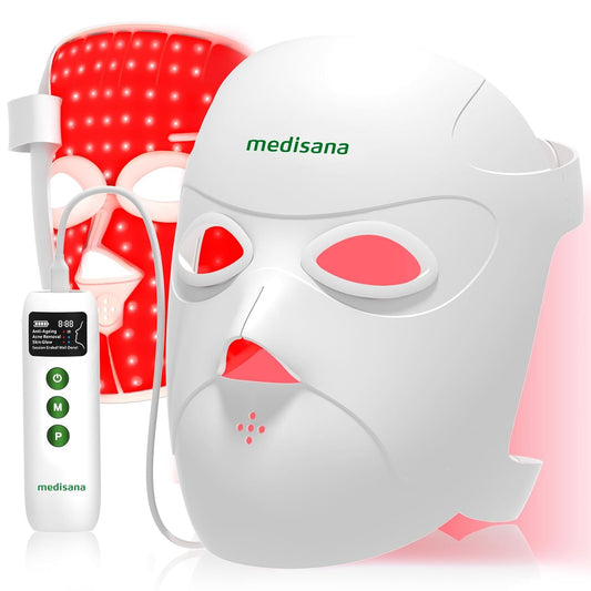Medisana Red Light Therapy Face Mask with 3 Modes (850nm NIR) | LED Facial Mask for Anti-Aging, Acne & Skin Rejuvenation | Cordless 3D Fit, 336 LEDs, Rechargeable 5200mAh