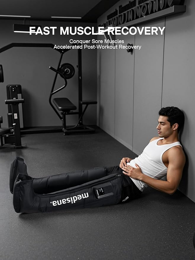 Medisana Leg Compression Massager for Circulation & Pain Relief, Cordless Air Compression Boots with Customizable Modes, Intensities & Timer, Professional Leg Massager Machine for Athletes, Relaxation