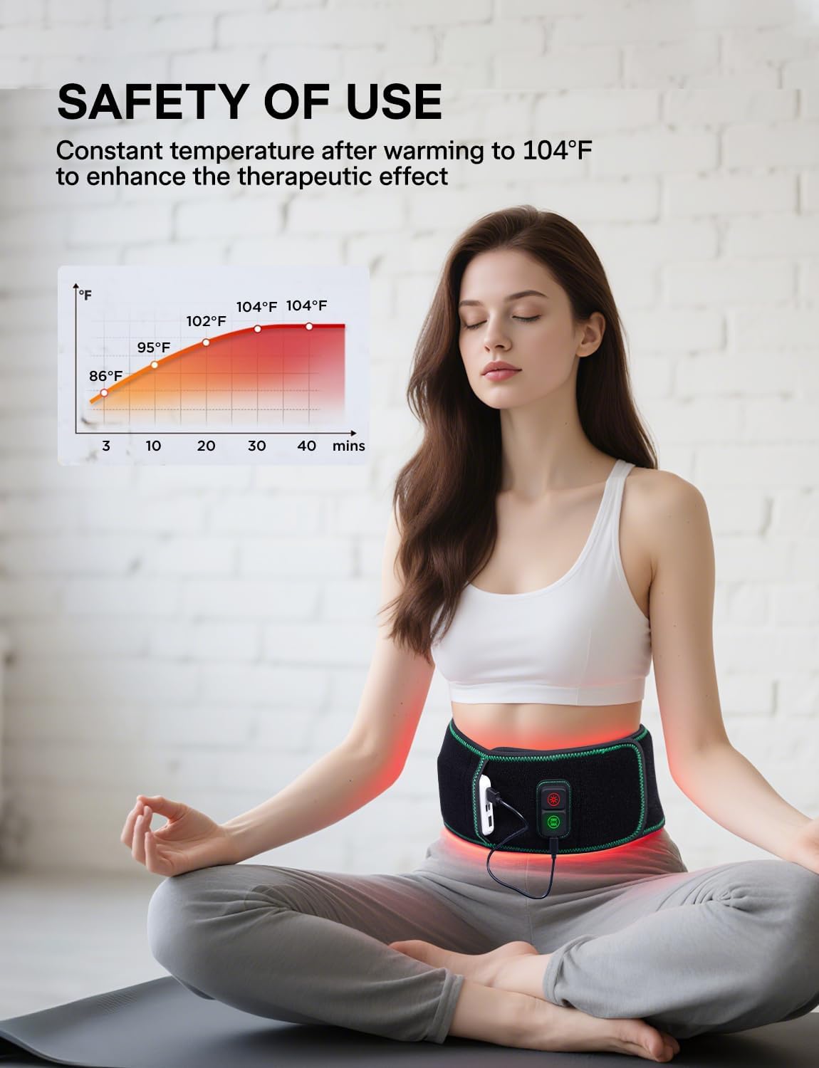 Medisana Red Light Therapy Belt for Back Pain Relief, Infrared Light Therapy for Body with 660nm/850nm Light, 3 Vibration Massage Mode, Timer for Home, Office, Travel Use on Lower Back, Waist