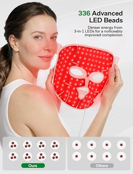 Medisana Red Light Therapy Face Mask with 3 Modes (850nm NIR) | LED Facial Mask for Anti-Aging, Acne & Skin Rejuvenation | Cordless 3D Fit, 336 LEDs, Rechargeable 5200mAh