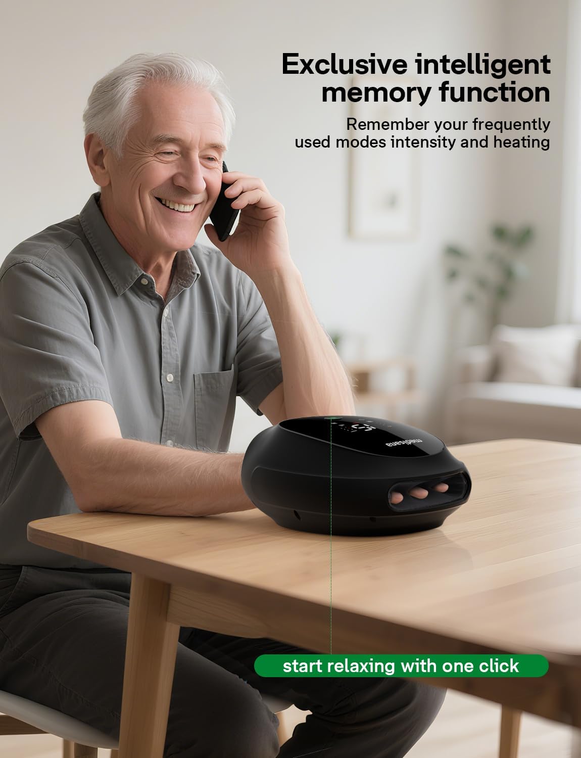 Hand Massager with Heat and Compression, Multi-Customize Massage Modes & Intensities, Memory Fuction, Wrist Plam Finger Massager for Arthritis and Carpal Tunnel Relief, Black