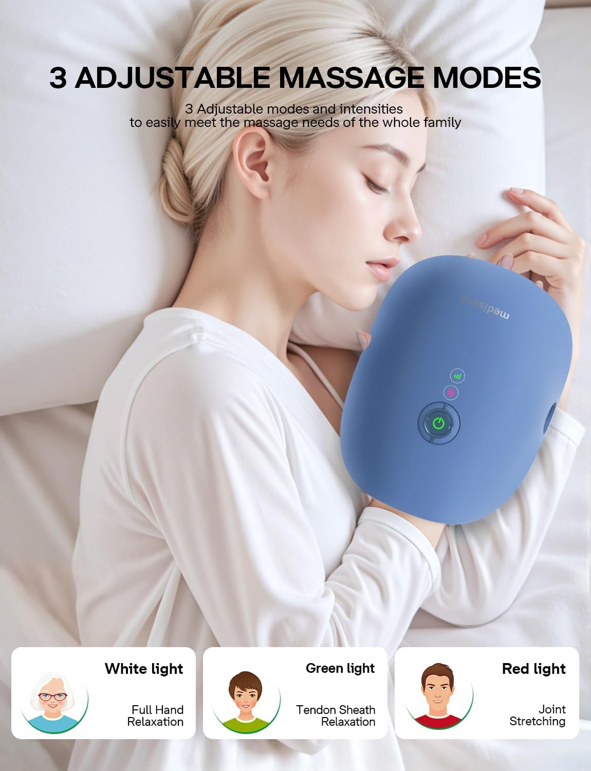 Medisana Hand Massager with Heat and Compression, Cordless Hand Massager for Arthritis and Carpal Tunnel Relief, Knuckle Stretching Massage,Birthday Gifts for Women