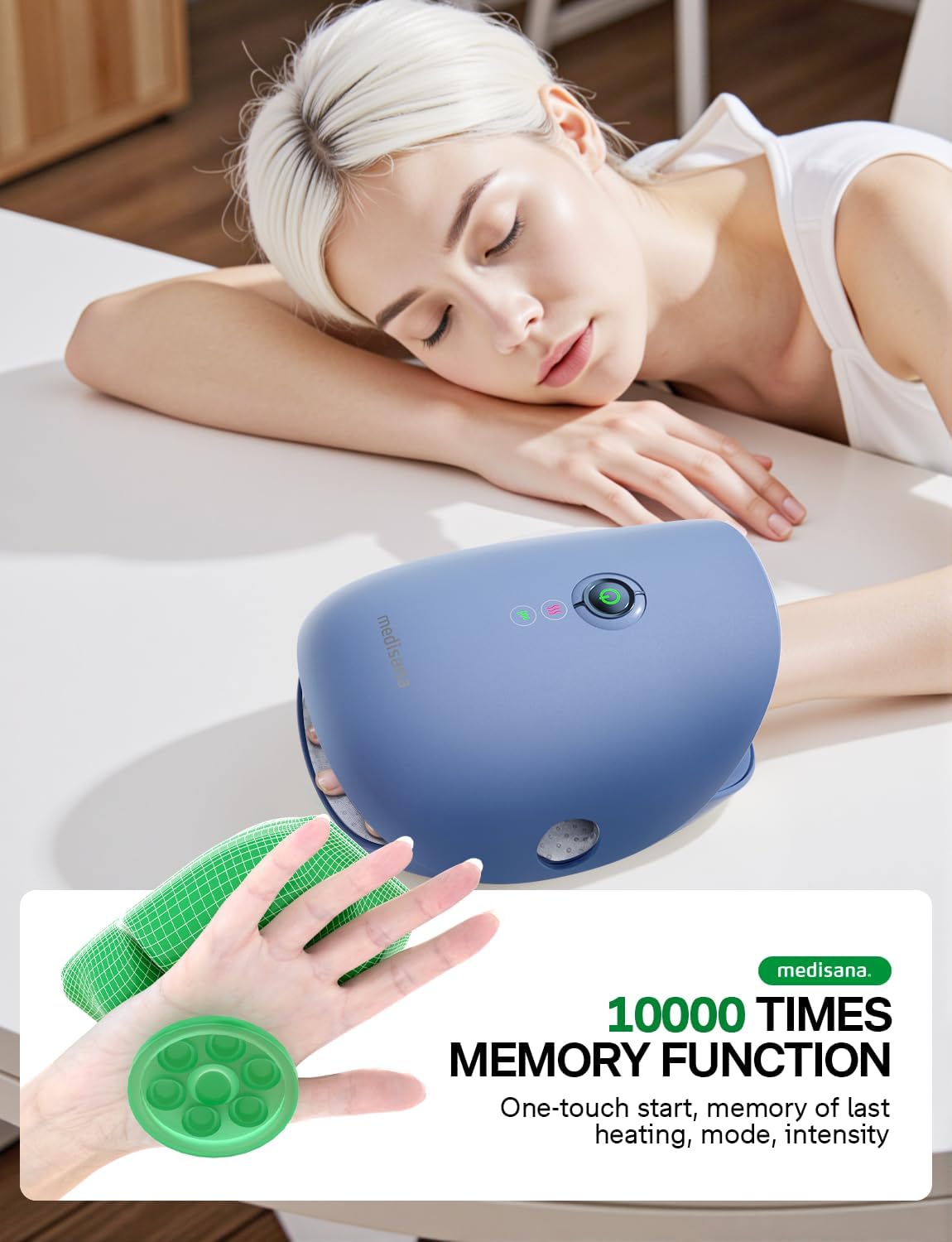 Medisana Hand Massager with Heat and Compression, Cordless Hand Massager for Arthritis and Carpal Tunnel Relief, Knuckle Stretching Massage,Birthday Gifts for Women