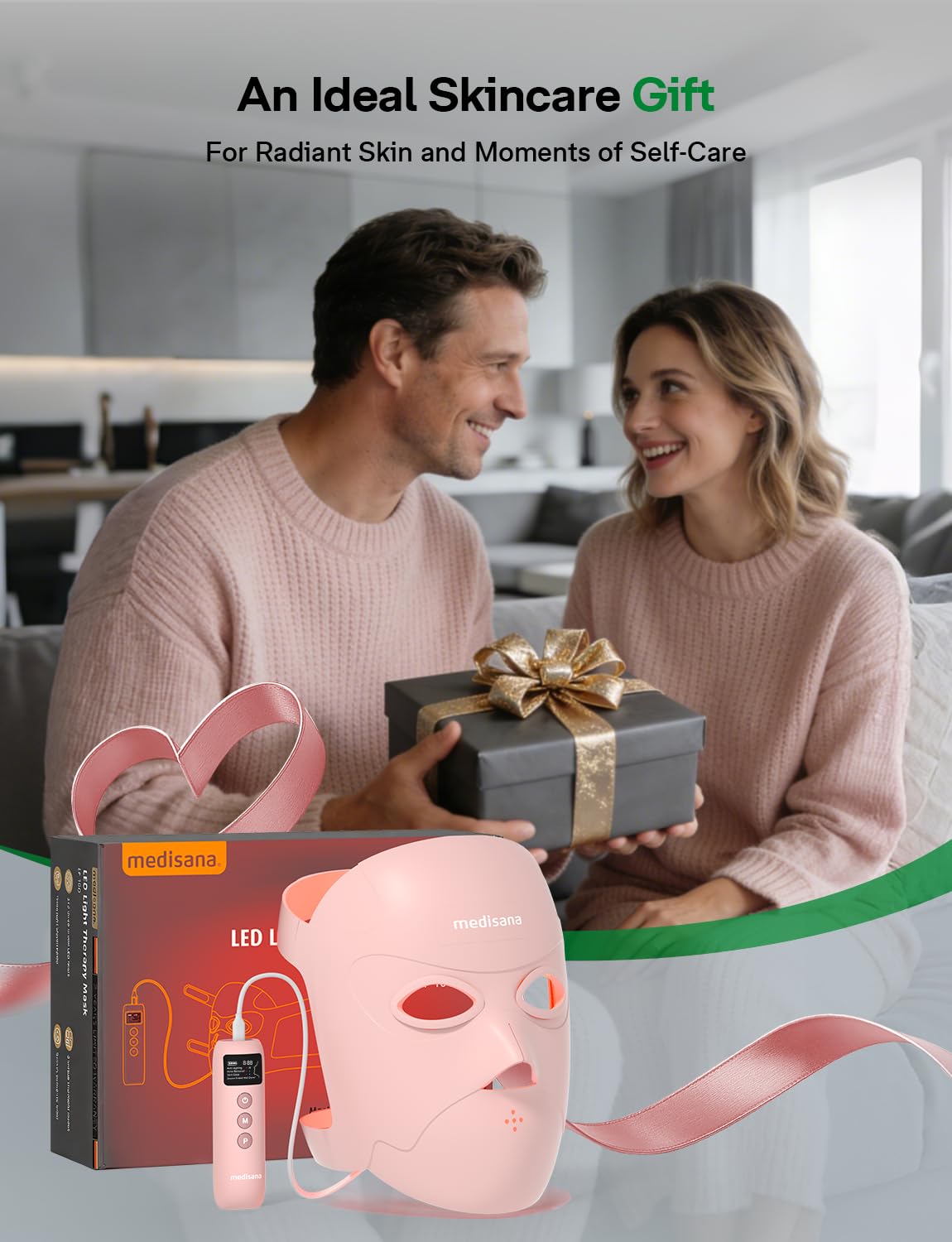 Medisana Red Light Therapy Face Mask with 3 Modes (850nm NIR) | LED Facial Mask for Anti-Aging, Acne & Skin Rejuvenation | Cordless 3D Fit, 336 LEDs, Rechargeable 5200mAh
