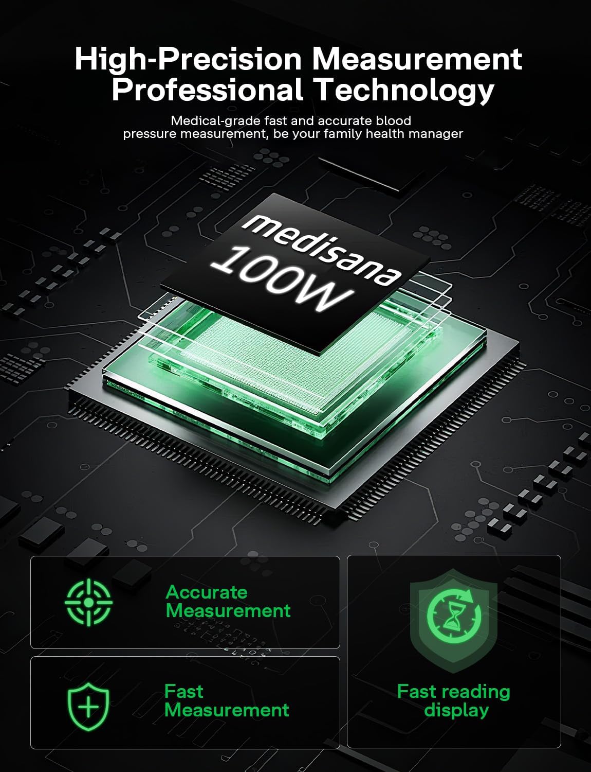 Medisana BU800 Blood Pressure Monitors for Home Use, Rechargeable Upper Arm Blood Pressure Monitor with Large LED Backlit Display, Adjustable Blood Pressure Cuff 9-17