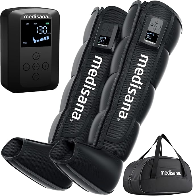Medisana Leg Compression Massager for Circulation & Pain Relief, Cordless Air Compression Boots with Customizable Modes, Intensities & Timer, Professional Leg Massager Machine for Athletes, Relaxation