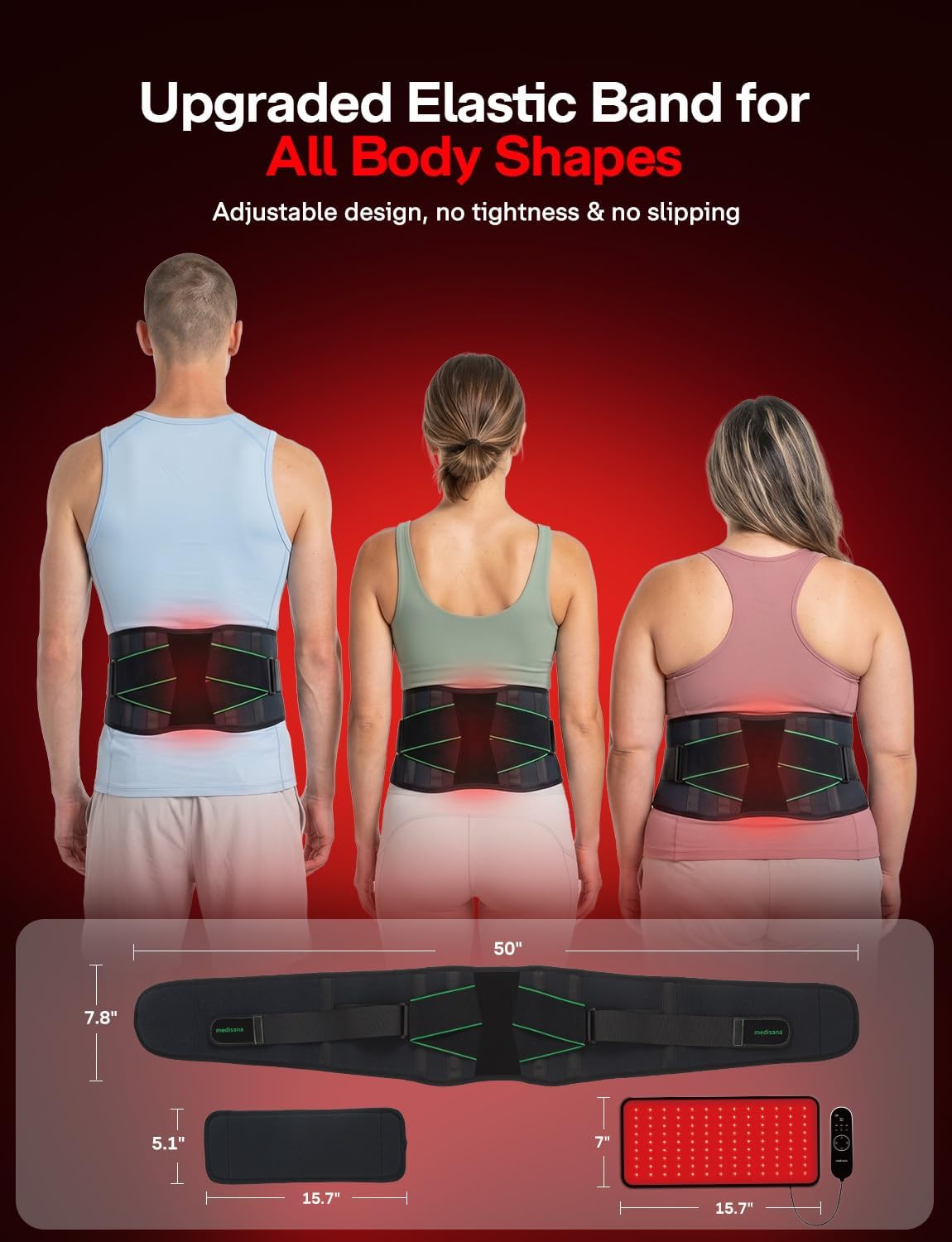 Medisana RL600 Red Light Therapy for Body, 351pcs LEDs (660nm+850nm) Back Pain