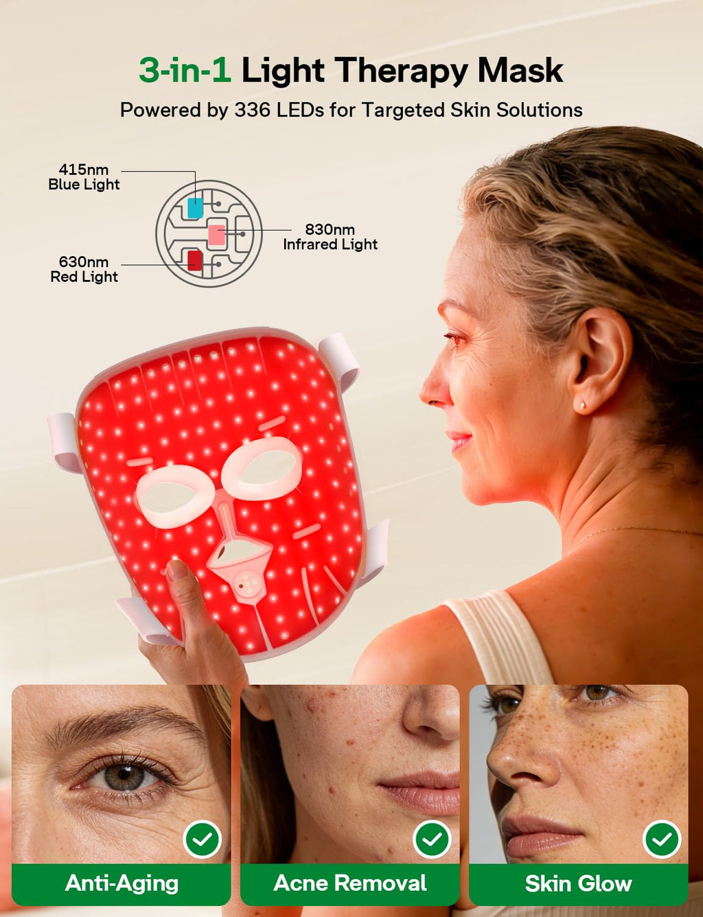 Medisana Red Light Therapy Face Mask with 3 Modes (850nm NIR) | LED Fa ...