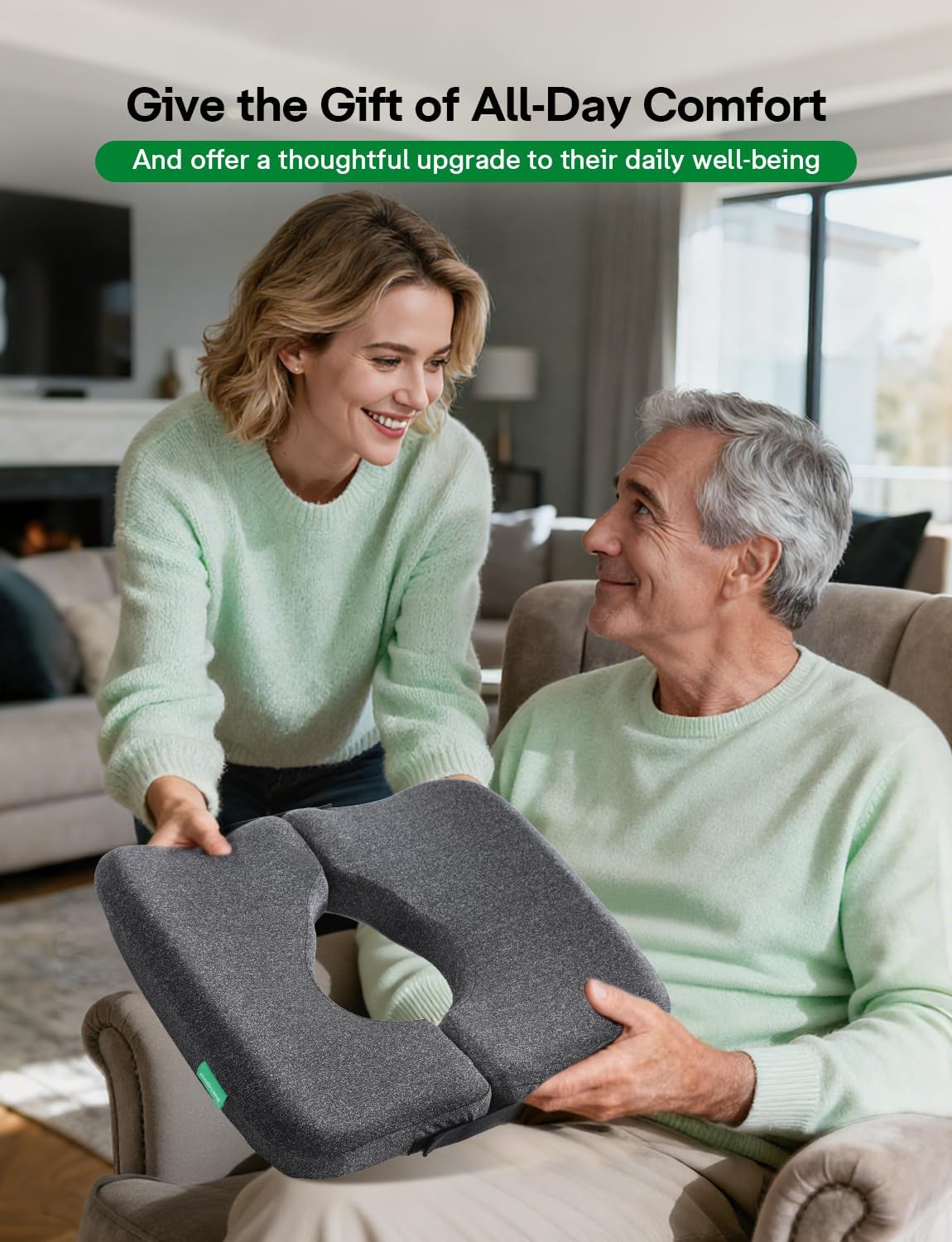 Medisana SC130 Memory Foam Bed Sore Cushion for Butt – T-Shaped Pressure Relief Seat Pillow for Sciatica, Coccyx & Hemorrhoid Pain Relief