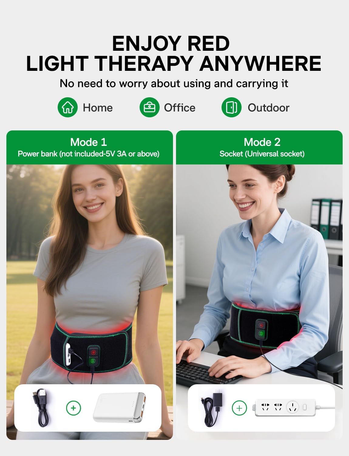 Medisana Red Light Therapy Belt for Back Pain Relief, Infrared Light Therapy for Body with 660nm/850nm Light, 3 Vibration Massage Mode, Timer for Home, Office, Travel Use on Lower Back, Waist