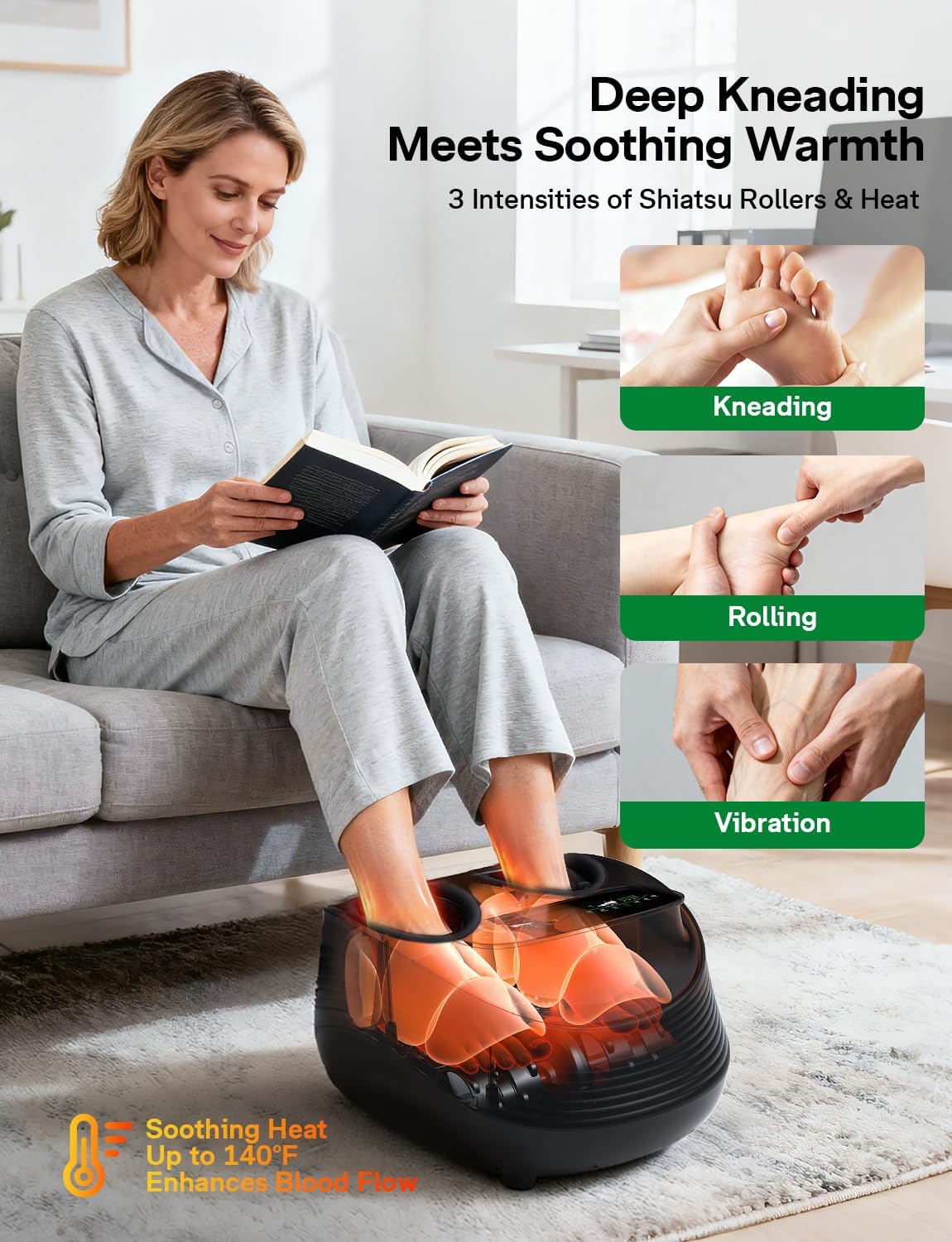 Medisana FM800 Shiatsu Foot Massager with Heat & Air Compression | Deep Kneading Foot Massager for Plantar Fasciitis, Neuropathy Relief | Fits up to Size 13