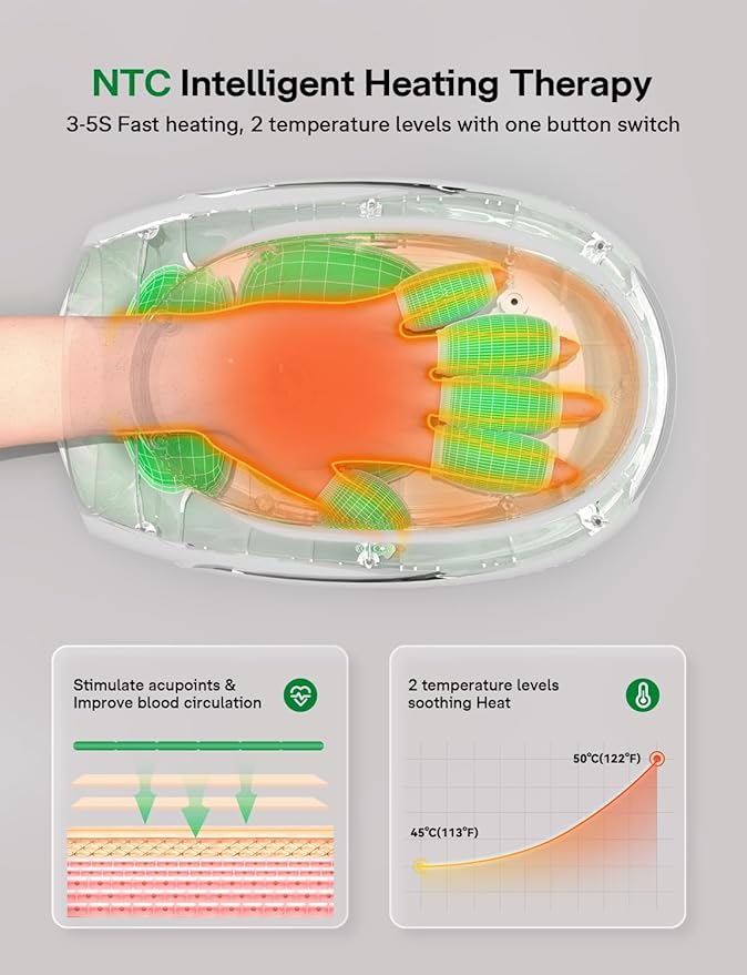 Hand Massager with Heat and Compression, Multi-Customize Massage Modes & Intensities, Memory Fuction, Wrist Plam Finger Massager for Arthritis and Carpal Tunnel Relief, Black