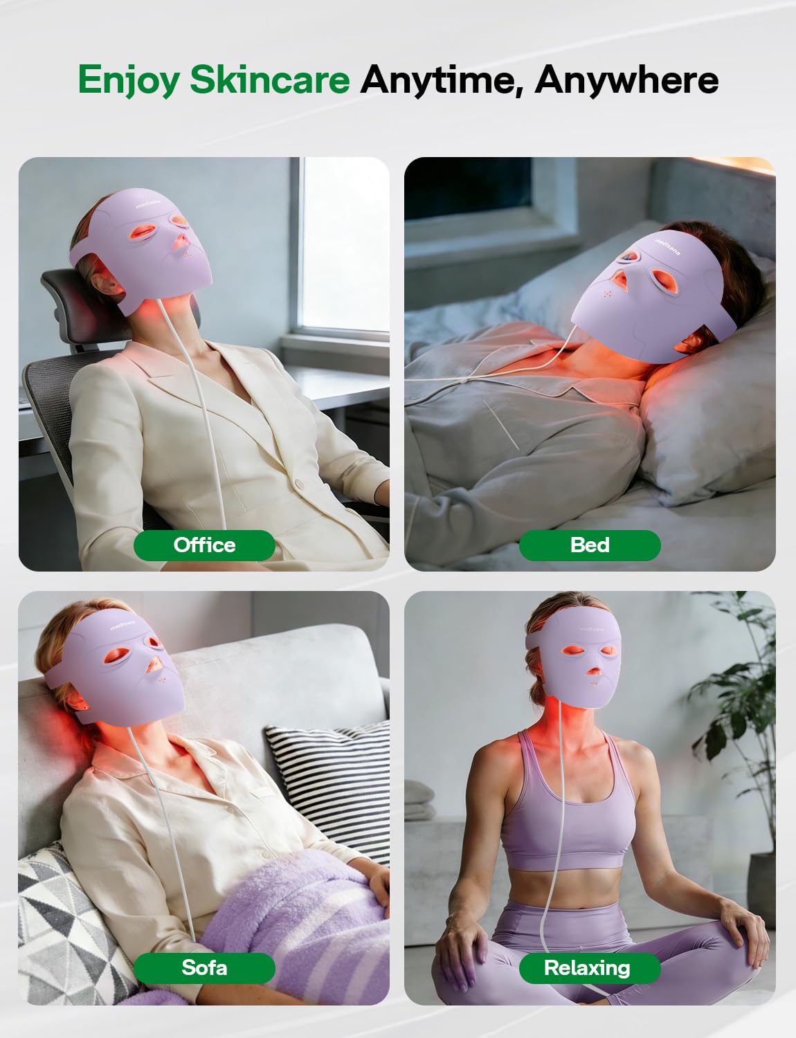 Medisana 3D Red Light Therapy Mask for Face, 336 LEDs Light Therapy Mask with 3 Modes - NIR 830nm, Red 630nm, Blue 415nm - Cordless & Rechargeable LED Face Mask for Home, Skincare Gifts for Women Mom
