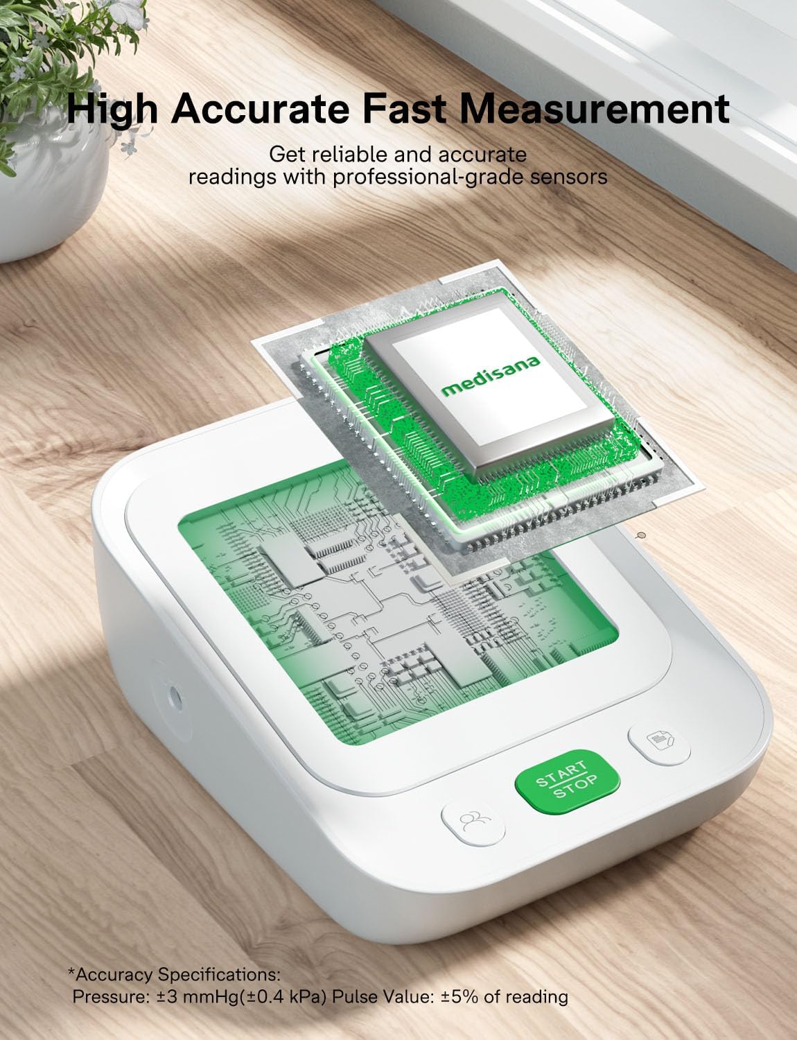 Blood Pressure Monitor with 2x199 Sets Memory, Medisana Automatic Upper Arm Blood Pressure Monitor for Home Use, 4.5