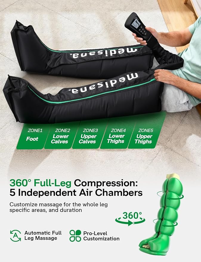 Medisana LM806 Leg Massager with Heat & Compression Boots for Circulation | Full Leg & Foot Massager