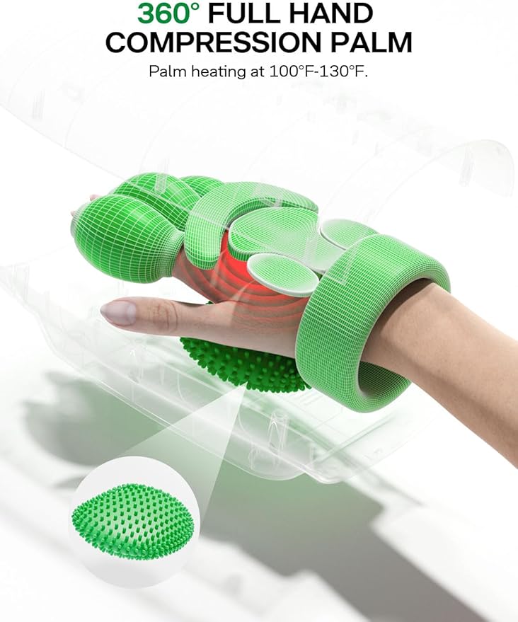 Hand Massager for Arthritis and Carpal Tunnel, Electric Hand Massager with Heat and Compression-Birthday Gifts & Personalized Gifts for Women Wife Mom Girlfriend Sister （HSA or FSA Eligible-Green