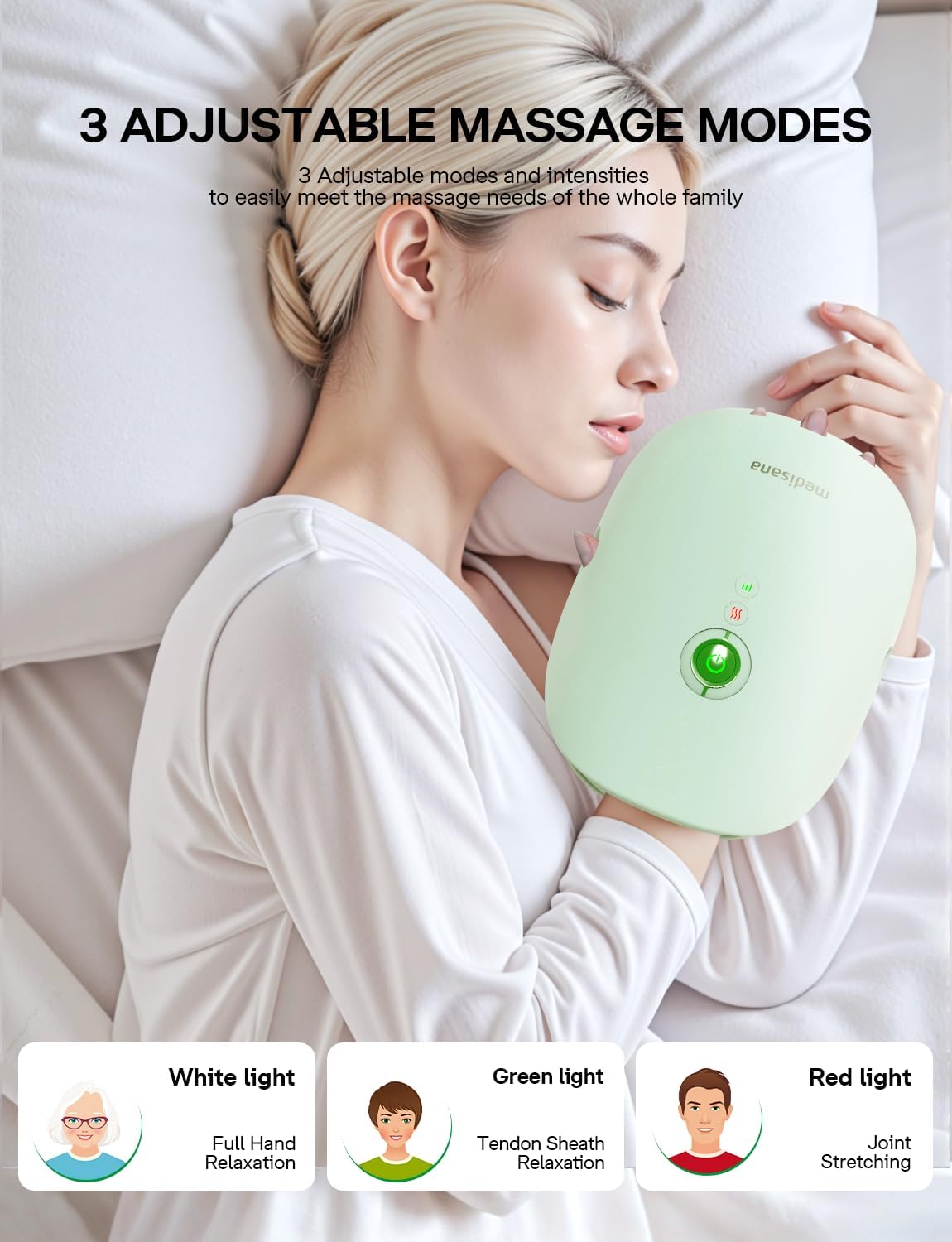 Medisana Hand Massager with Heat and Compression, Cordless Hand Massager for Arthritis and Carpal Tunnel Relief, Knuckle Stretching Massage,Birthday Gifts for Women