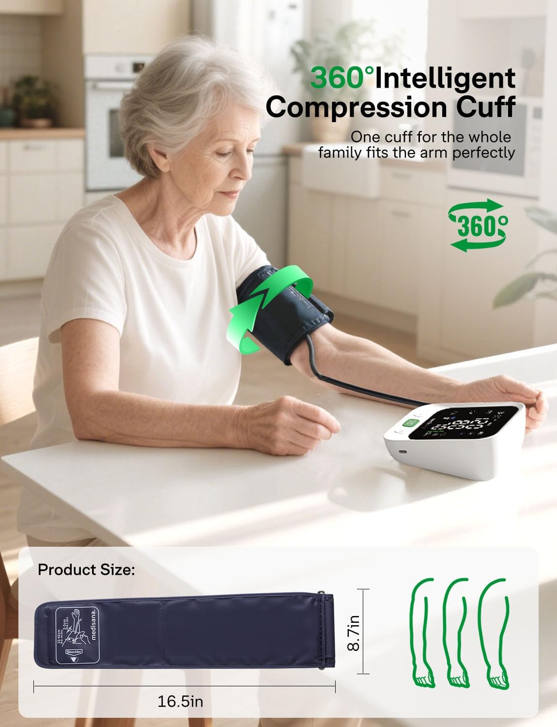 Blood Pressure Monitor with 2x199 Sets Memory, Medisana Automatic Upper Arm Blood Pressure Monitor for Home Use, 4.5