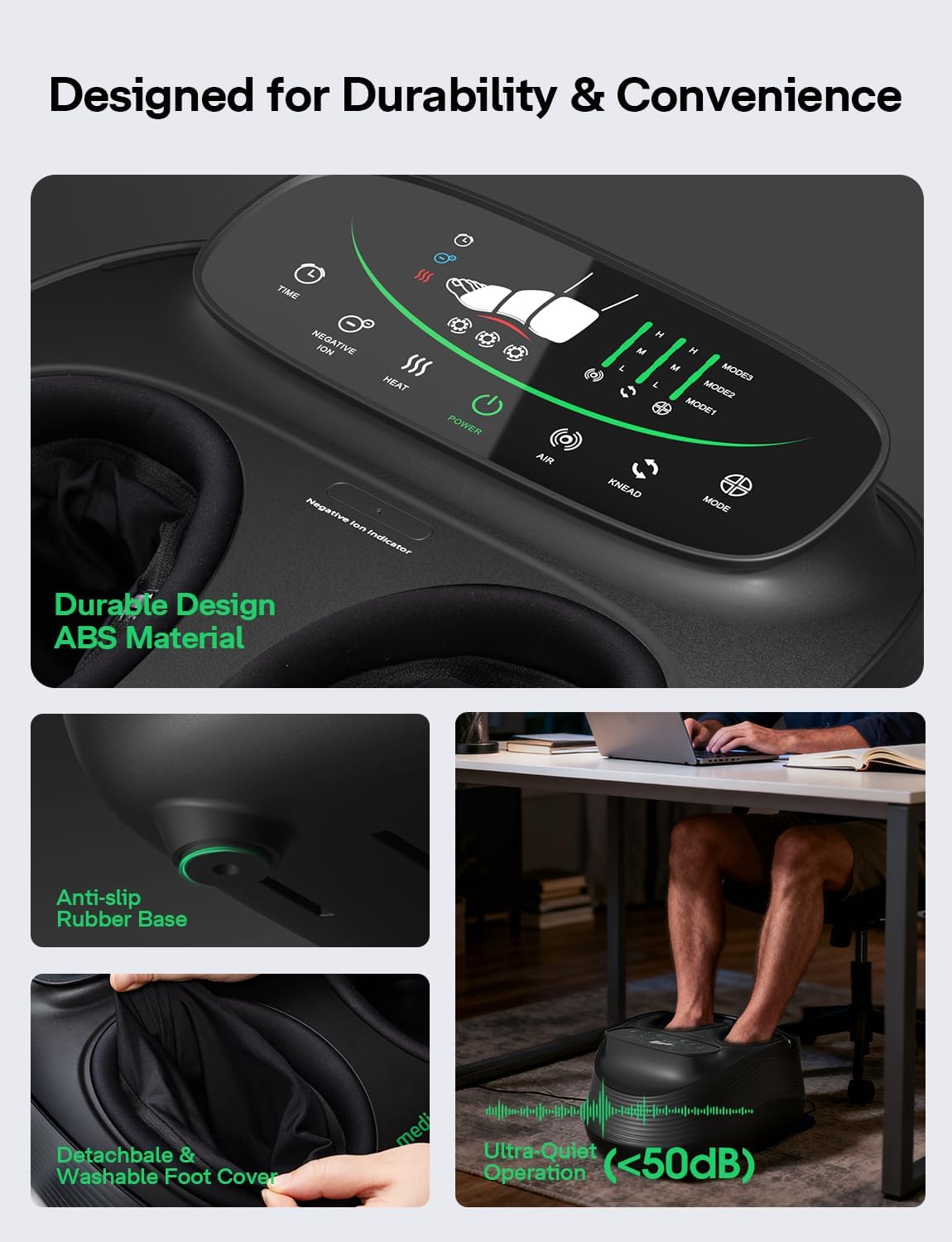 Medisana FM800 Shiatsu Foot Massager with Heat & Air Compression | Deep Kneading Foot Massager for Plantar Fasciitis, Neuropathy Relief | Fits up to Size 13