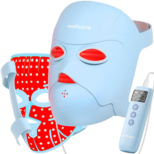Medisana Red Light Therapy for Face, 336 LEDs, Wireless Skincare Device-Sky Blue