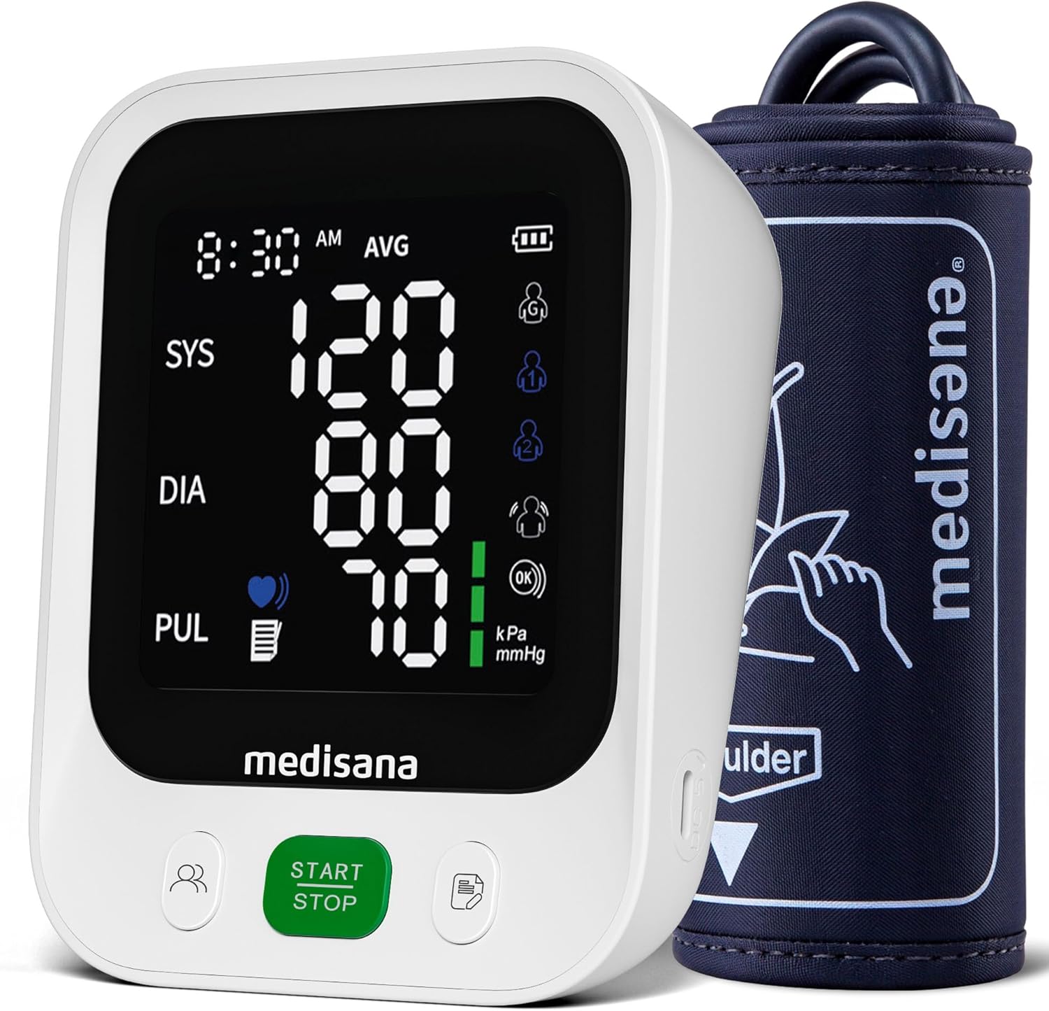 Blood Pressure Monitor with 2x199 Sets Memory, Medisana Automatic Upper Arm Blood Pressure Monitor for Home Use, 4.5