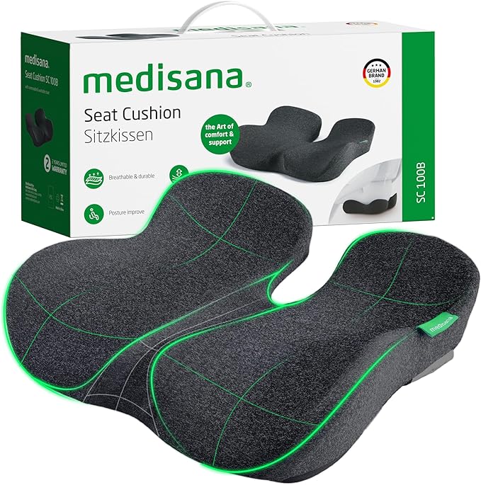 Seat Cushion, SC 200G Seat Cushions for Office Chairs, Car Seat, Wheelchair - Sciatica & Tailbone & Coccyx Pain Relief Pillow for Driver Sedentary People（Size:22.8 * 16.5 * 4.3 in-Grey）