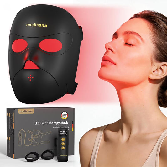 Medisana Red Light Therapy Face Mask with 3 Modes (850nm NIR) | LED Facial Mask for Anti-Aging, Acne & Skin Rejuvenation | Cordless 3D Fit, 336 LEDs, Rechargeable 5200mAh