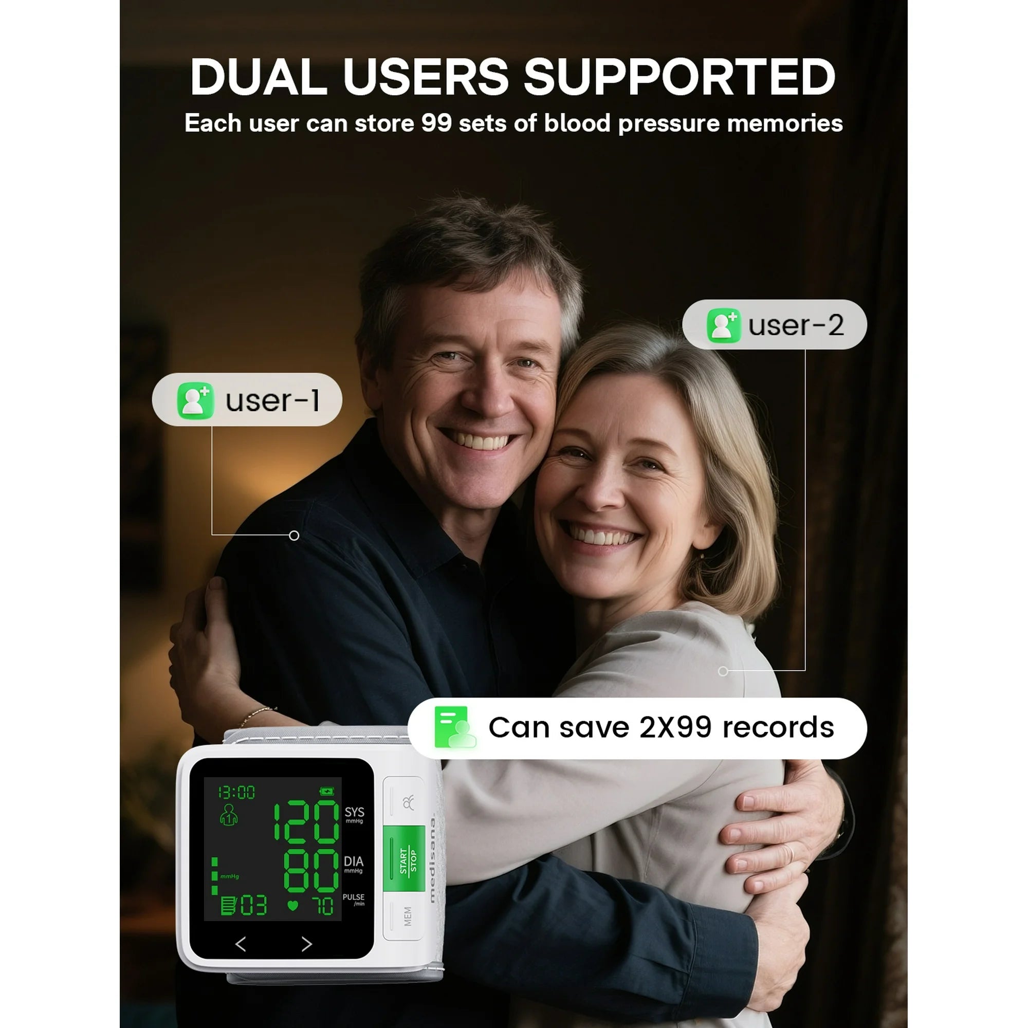 Medisana BW750 Bluetooth Wrist Blood Pressure Monitor for Home Use | Medisana Automatic BP Machine with App Tracking
